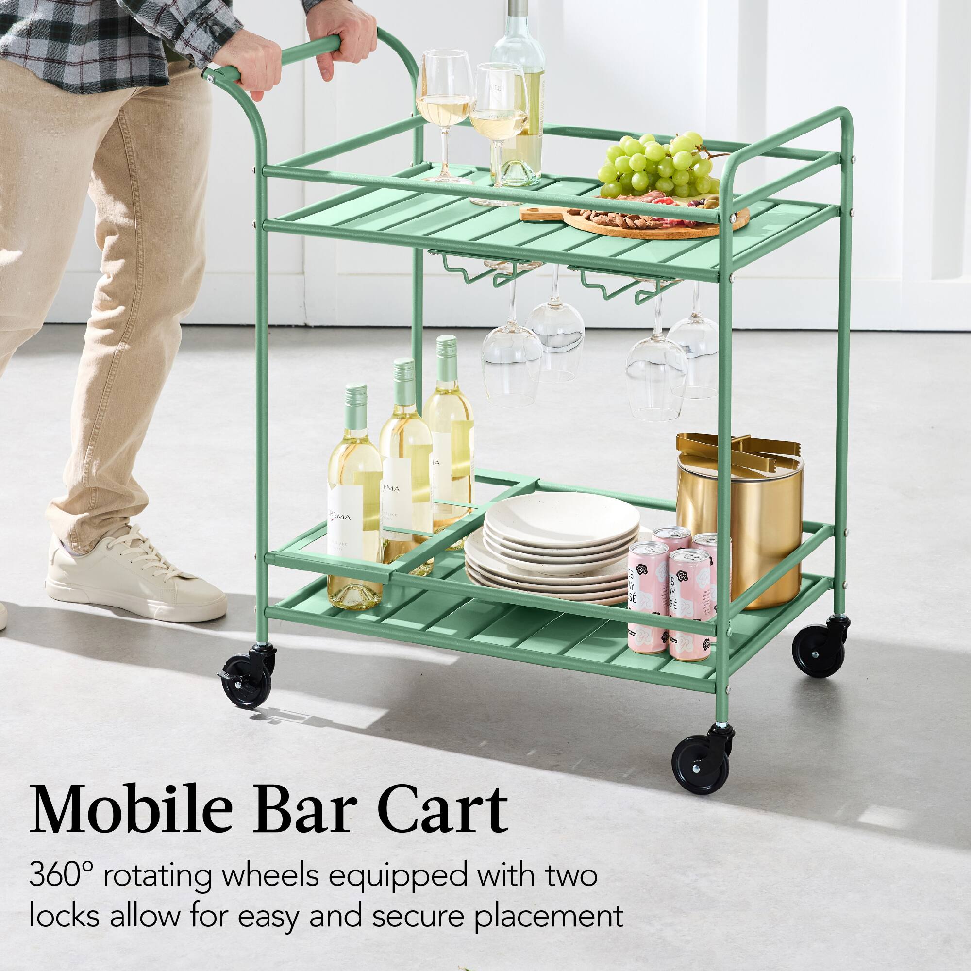 Mobile Bar Cart

360° rotating wheels equipped with two locks allow for easy and secure placement