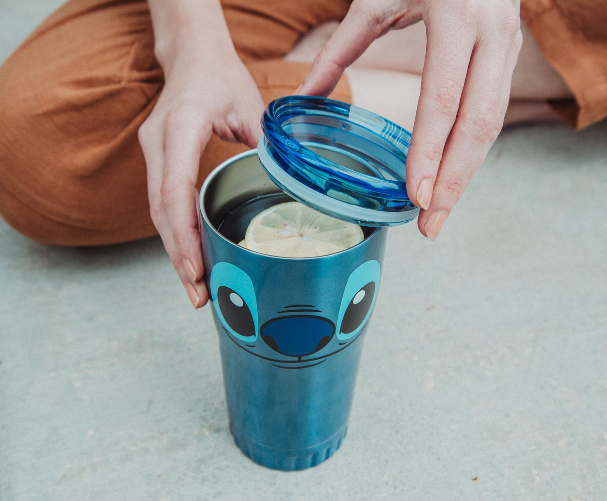 Alt View 2. Silver Buffalo - Disney's Lilo & Stitch Face Double-Walled Stainless Steel Tumbler | 20 Ounces - Blue.