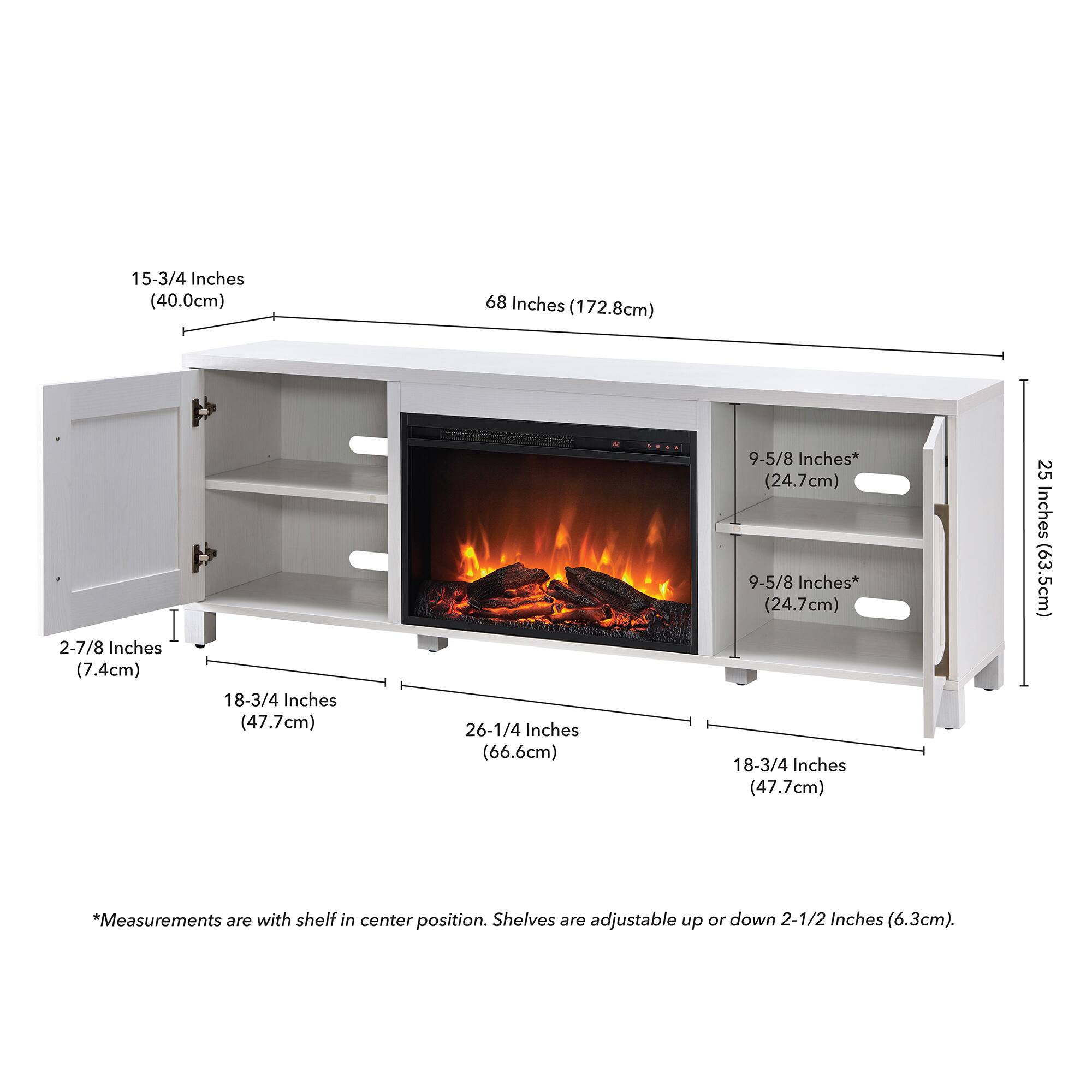 Alt View 27. Henn & Hart - Chabot Log Fireplace TV Stand for TVs up to 75" - White.