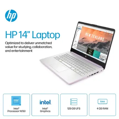 HP - 14" Laptop - Intel Processor N150 - 4GB Memory - 128GB UFS - Honey Lavender