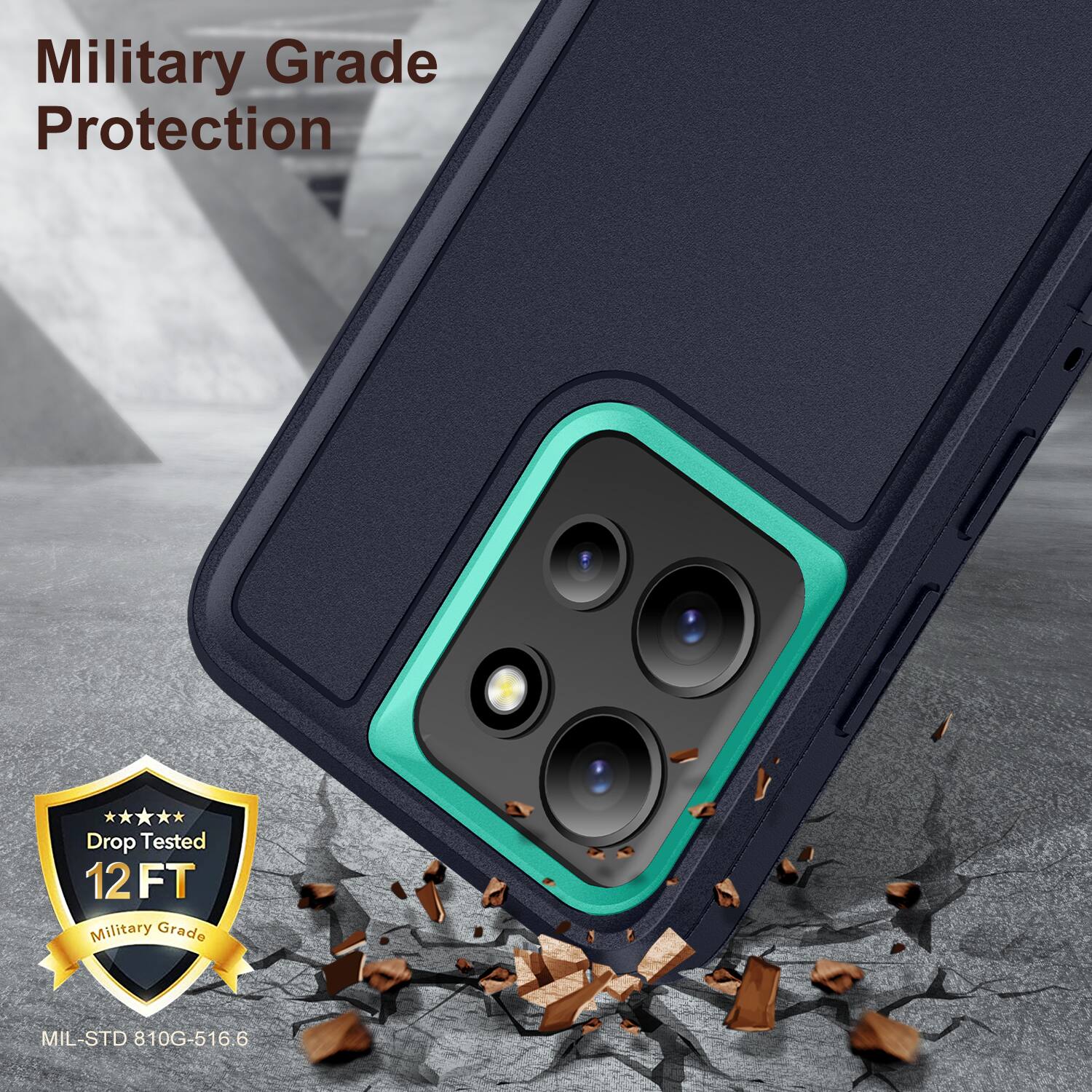 Military Grade Protection  
Drop Tested 12 FT  
Military Grade MIL-STD 810G-516.6
