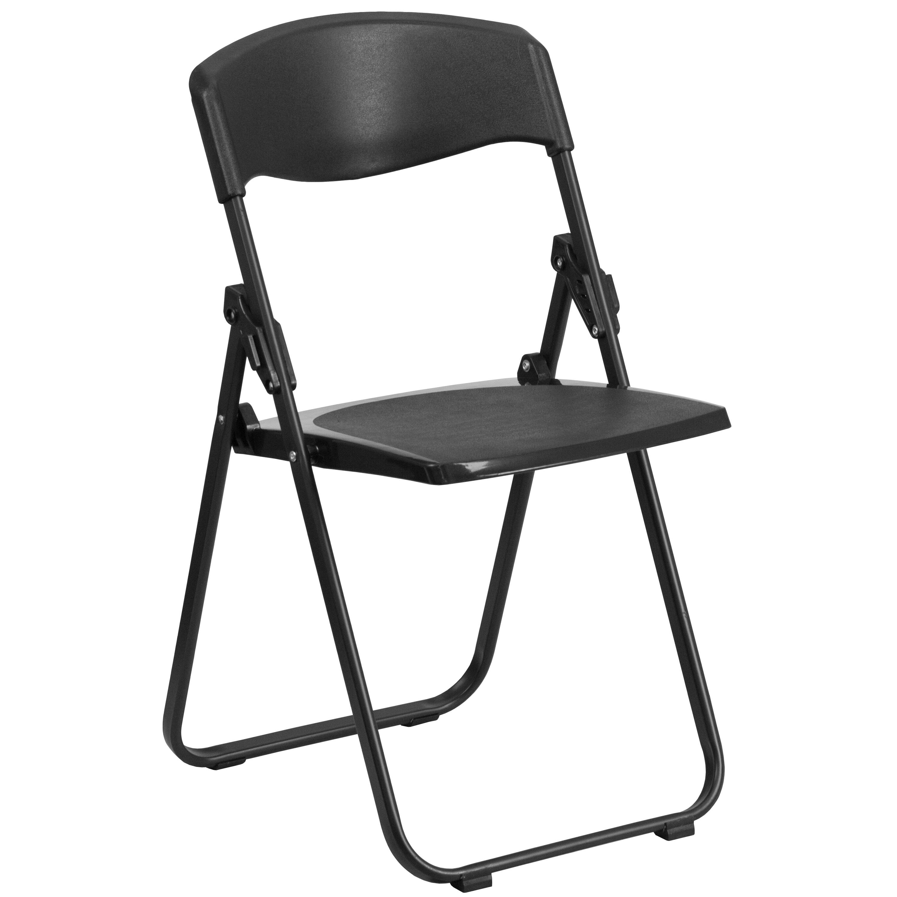 Alt View 10. Emma + Oliver - 2 Pack Commercial Event Plastic Folding Chair with Ganging Brackets - Black.