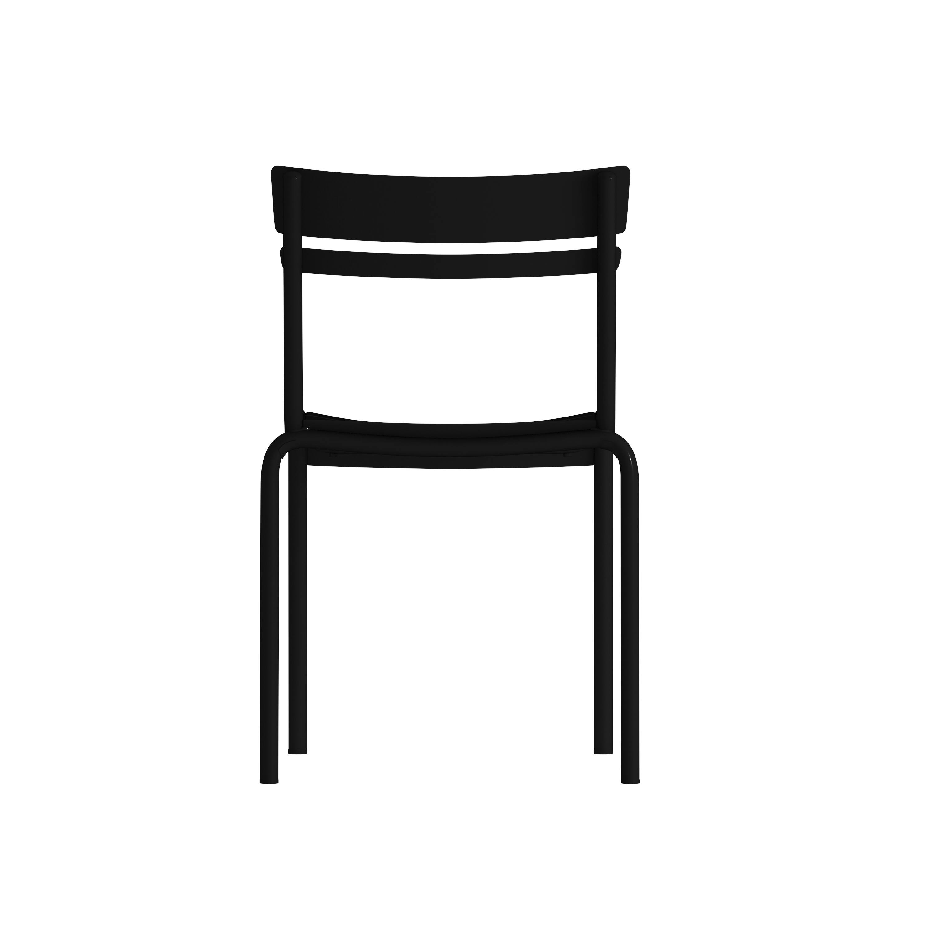 Alt View 7. Emma + Oliver - Rennes Armless Powder Coated Steel Stacking Dining Chair with 2 Slat Back for Indoor-Outdoor Use - Black.
