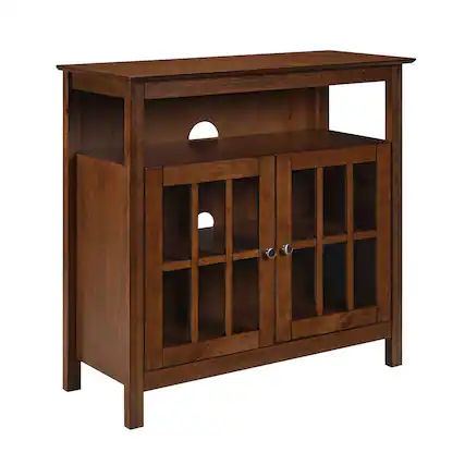 Front. FurniFact - TV Stand for 40-inch TV, Cabinets with Glass Doors in Brown, 36-inch Wide - Brown.