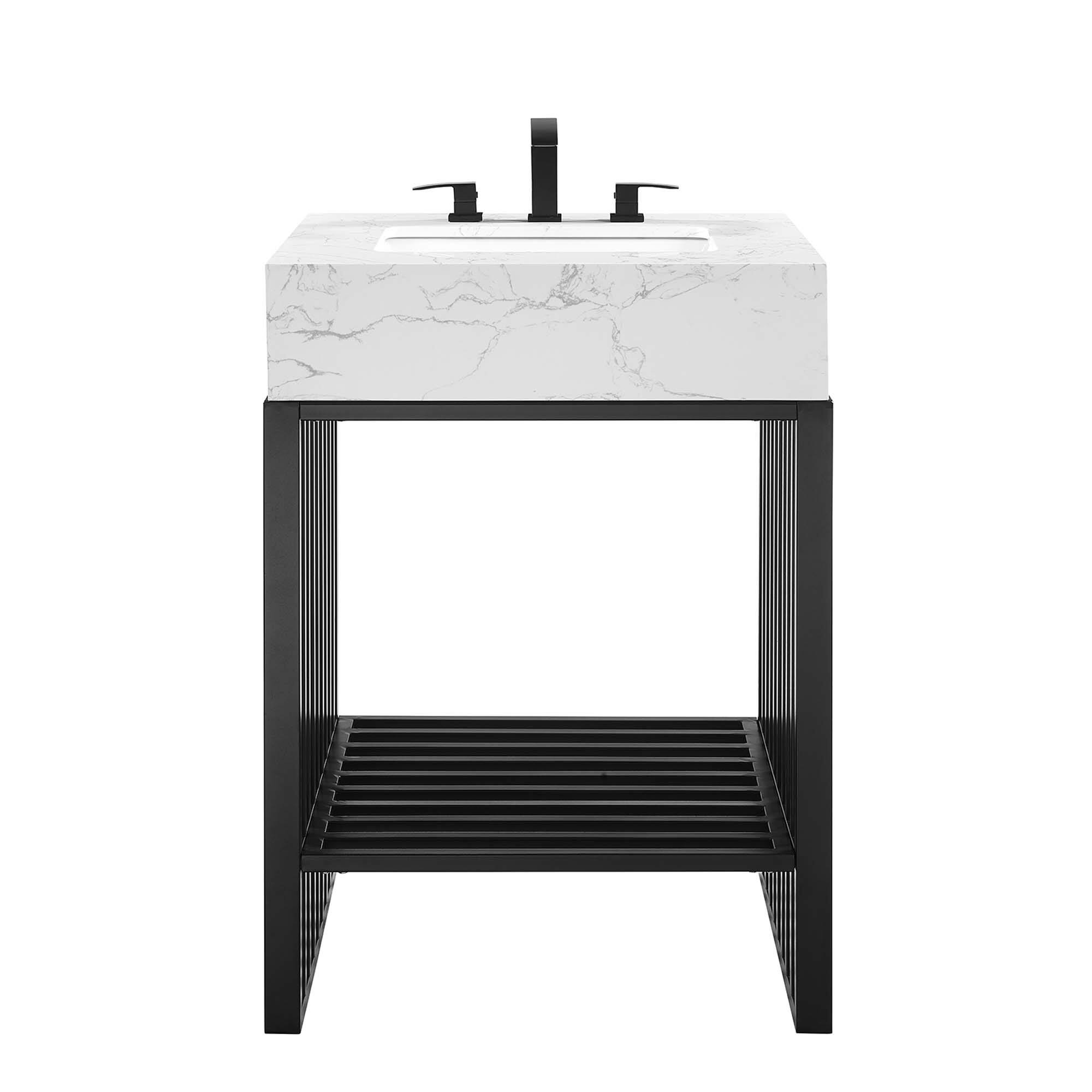 Alt View 2. Modway - Gridiron Bathroom Vanity Basin Included by Modway - White Black.