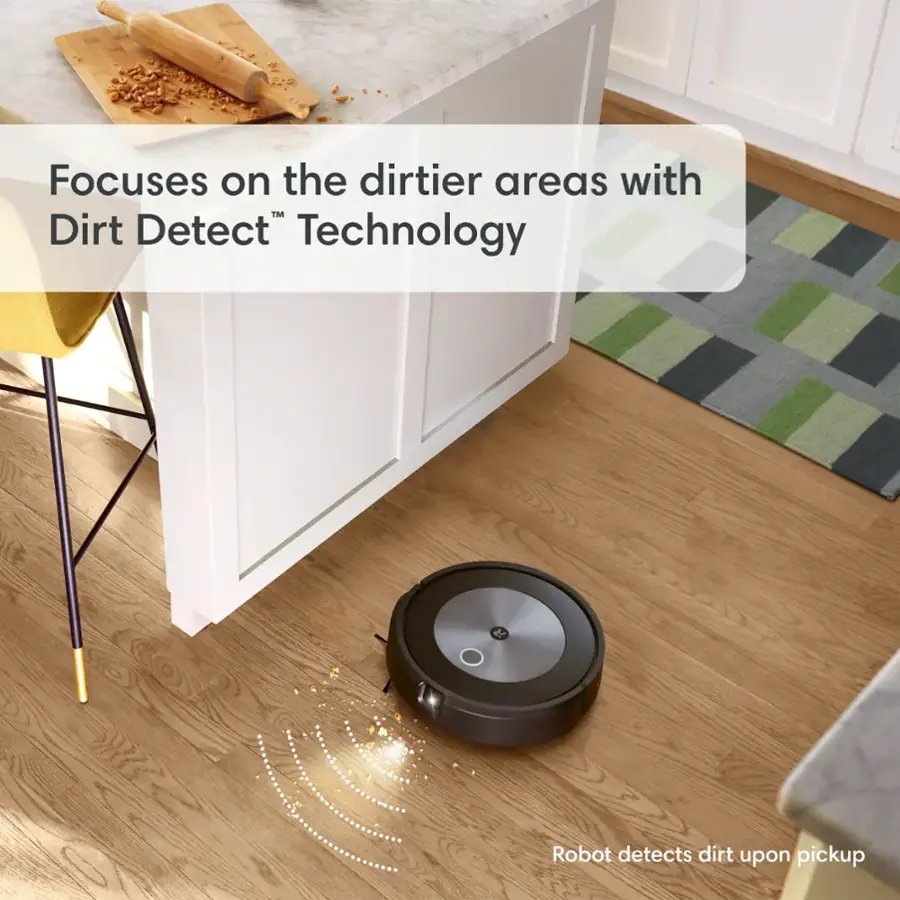 Focuses on the dirtier areas with Dirt Detect Technology. Robot detects dirt upon pickup.