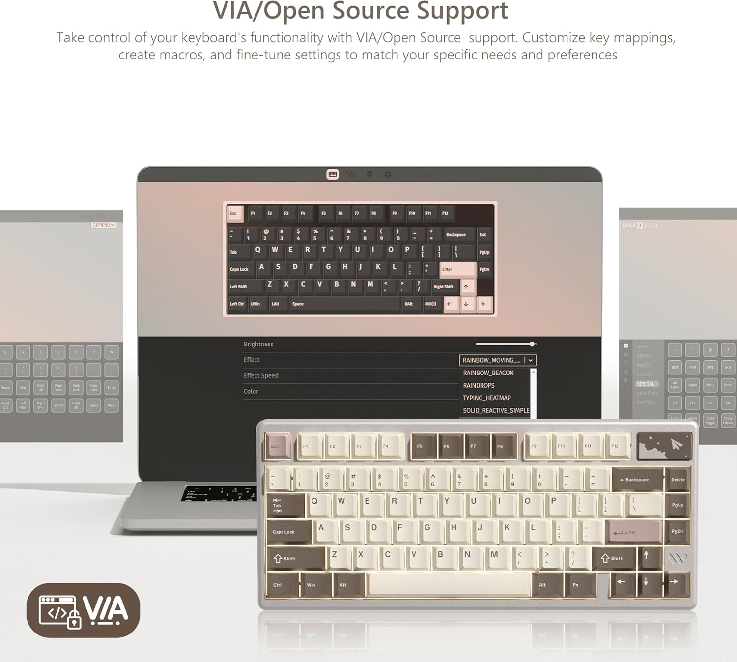 Womier SK71 PRO 75% Wireless Mechanical Keyboard, Creamy Gaming