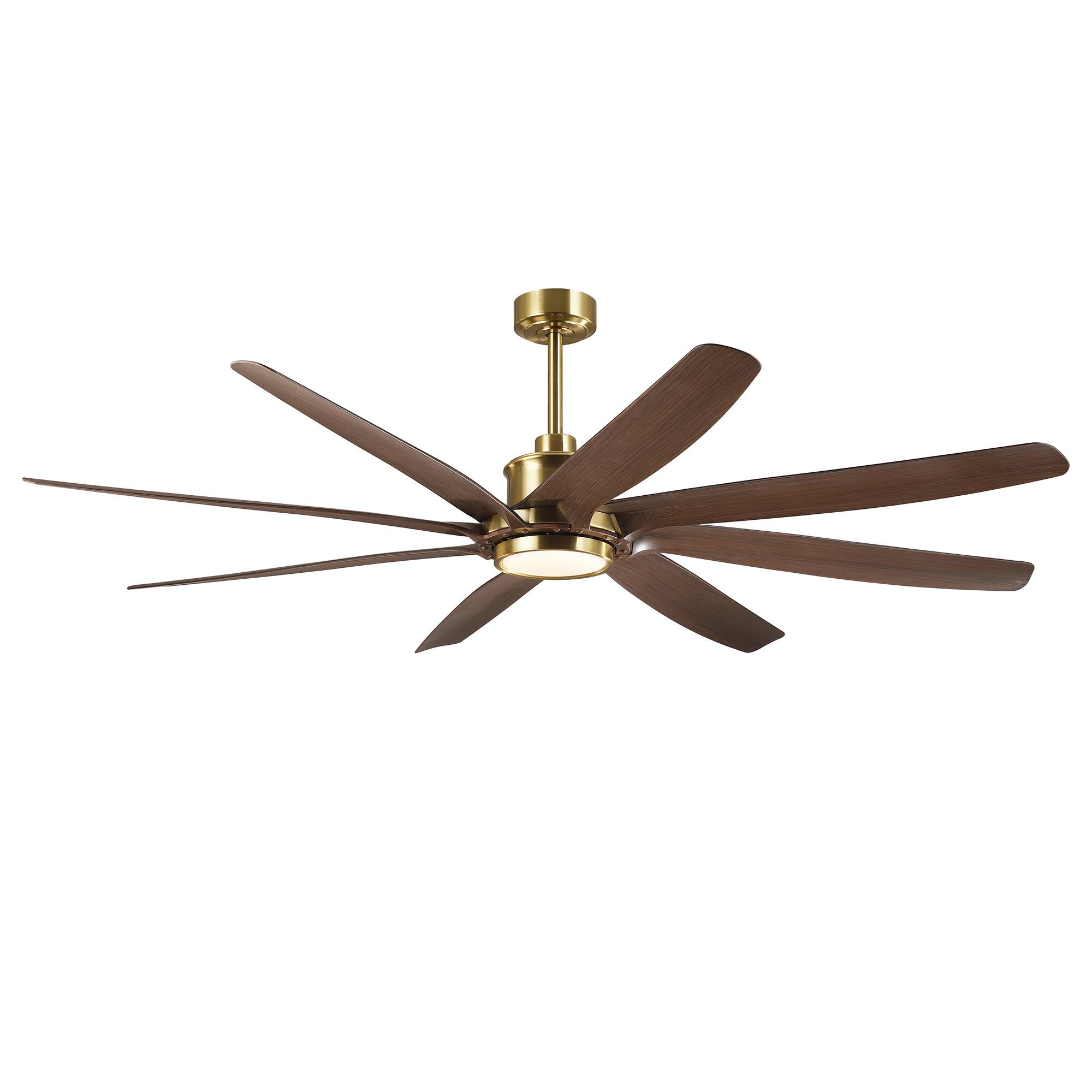 Alt View 6. Parrot Uncle - 72" Brass Farmhouse Windmill Ceiling Fan with Light and Remote - Brass.