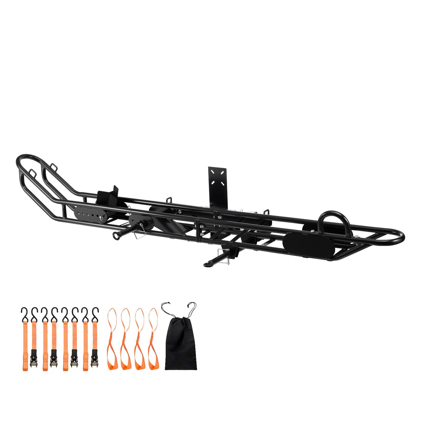 Front. VEVOR - Motorcycle Carrier, 500 lbs Capacity, Heavy Duty Steel Hitch Mount Rack with Anti-Tilt Lock Device, Straps & Stabilizer - Black.