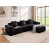 Front. Meqiodas - Boneless Couch for Living Room, Modular Sectional Sofa with Ottoman, Convertible L Shaped Couch, No Assembly Required - Black.