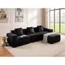 Meqiodas - Boneless Couch for Living Room, Modular Sectional Sofa with Ottoman, Convertible L Shaped Couch, No Assembly Required - Black