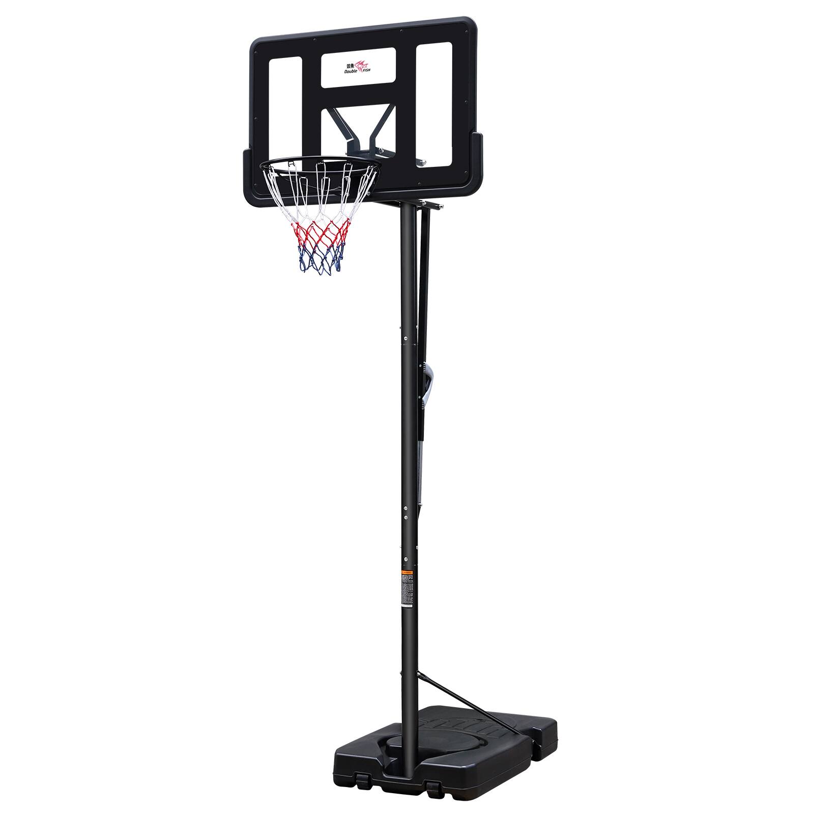 Front. APRILSOUL - DOUBLE FISH Basketball Stand 810ft 44 Backboard Fillable Base PoolIndoor - Black.