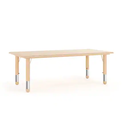 Front. Emma + Oliver - 23.625"W x 47.25"L Rectangular Plastic Height Adjustable Activity Table - Natural.