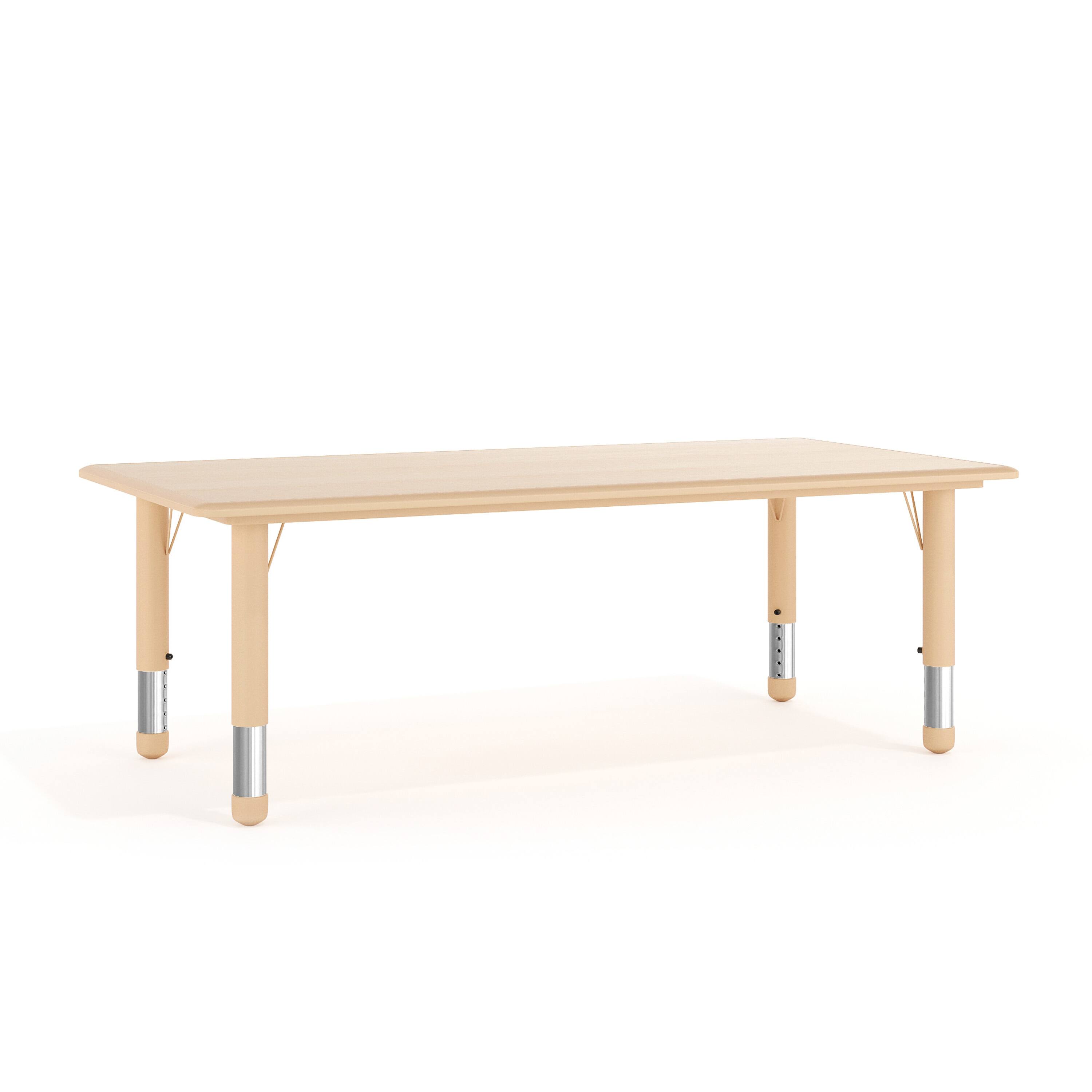 Front. Emma + Oliver - 23.625"W x 47.25"L Rectangular Plastic Height Adjustable Activity Table - Natural.