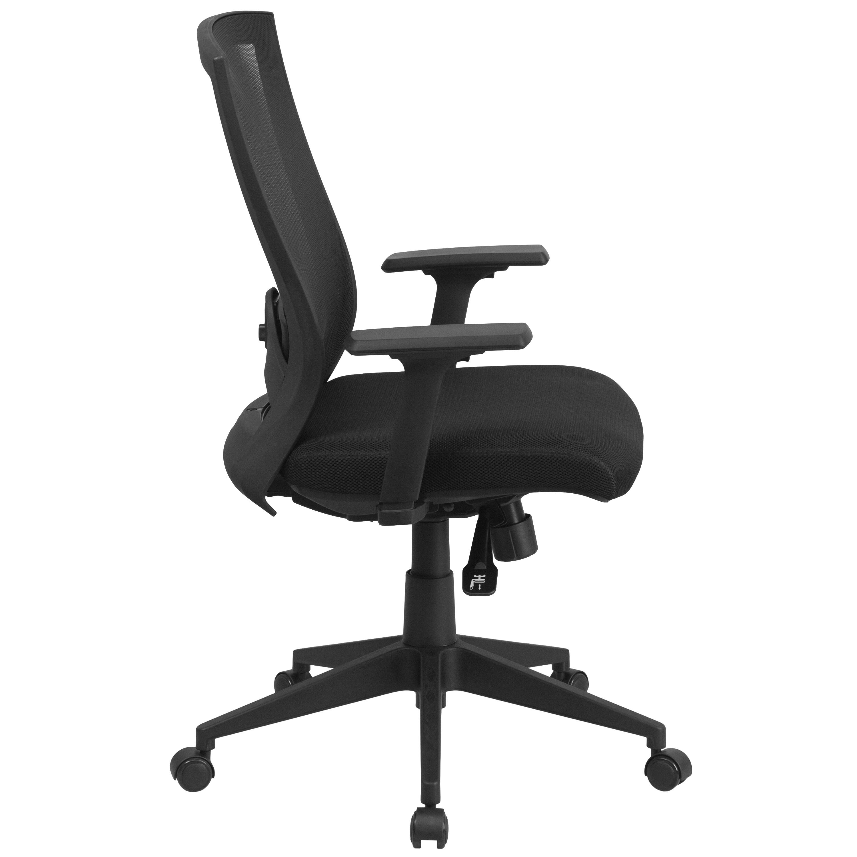 Alt View 4. Emma + Oliver - Mid-Back Mesh Executive Swivel Ergonomic Office Chair with Back Angle Adjustment and Adjustable Arms - Black.