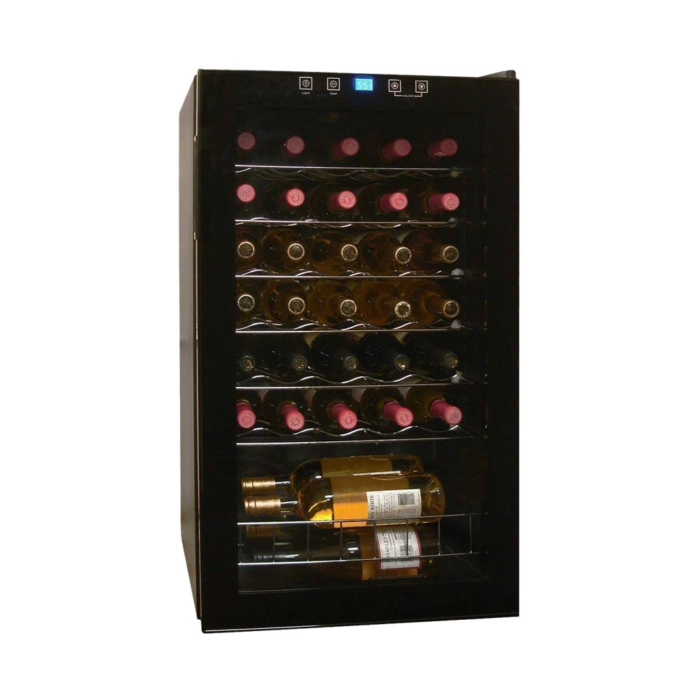 Left View: Vinotemp - Butler Series 34-Bottle Wine Cooler - Black