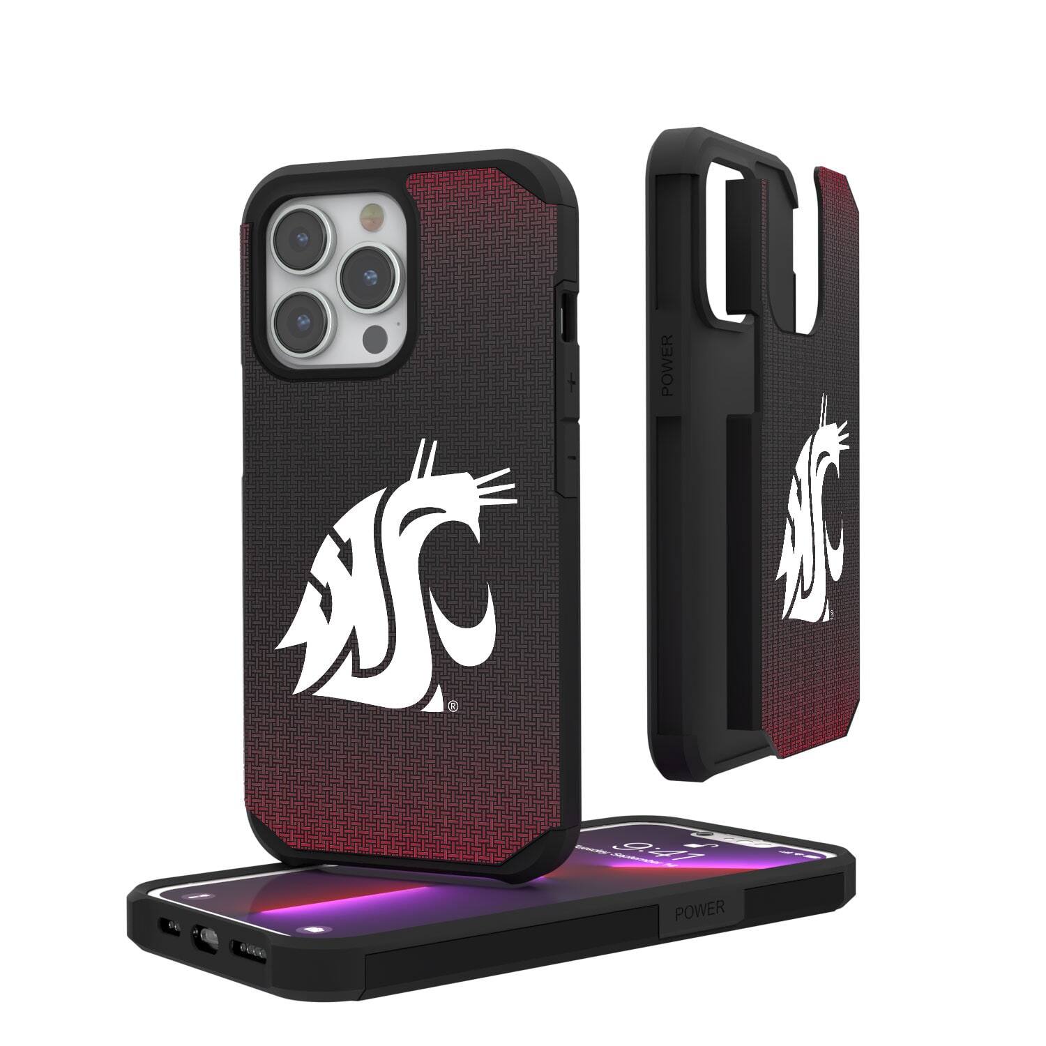 Keyscaper - NCAA - Washington State Cougars Linen Logo iPhone Rugged Case - 14 Pro - Black price history on PriceWatchPro