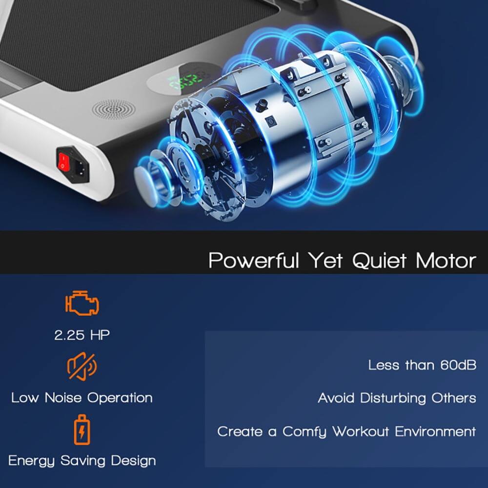 Powerful Yet Quiet Motor  
2.25 HP  
Less than 60dB  
Low Noise Operation  
Avoid Disturbing Others  
Create a Comfy Workout Environment  
Energy Saving Design