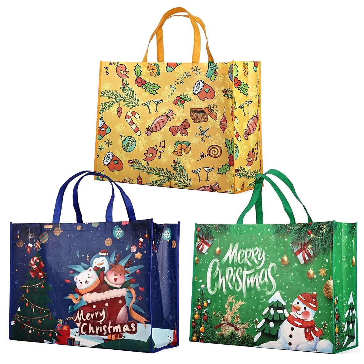 Paradigms Interiors - Giant Christmas Gift Bags Heavy Duty Tote Grocery With Sewing Non-woven For Gifts Wrapping Shopping Xmas Pa - Default
