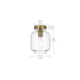 Living District - Collier 7.5 Inch Flush Mount Ceiling Light Clear Shade in Satin Gold - Satin Gold And Clear