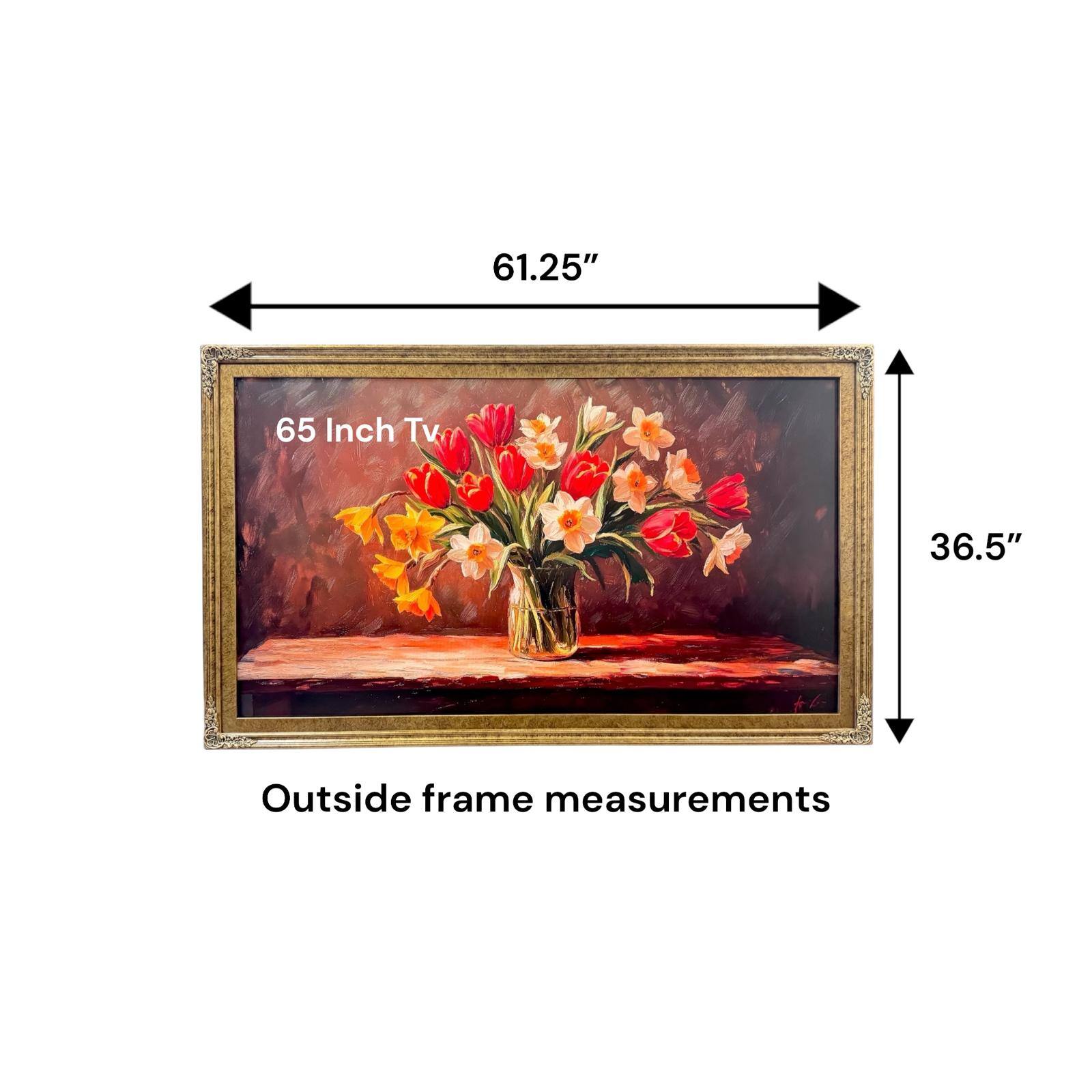 61.25" 65 Inch Tv 36.5" Outside frame measurements