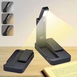 Schertz - Rechargeable Book Light for Reading in Bed – Foldable & Portable Clip-On Mini Reading Lamp with 3 Amber Color Modes, Ste