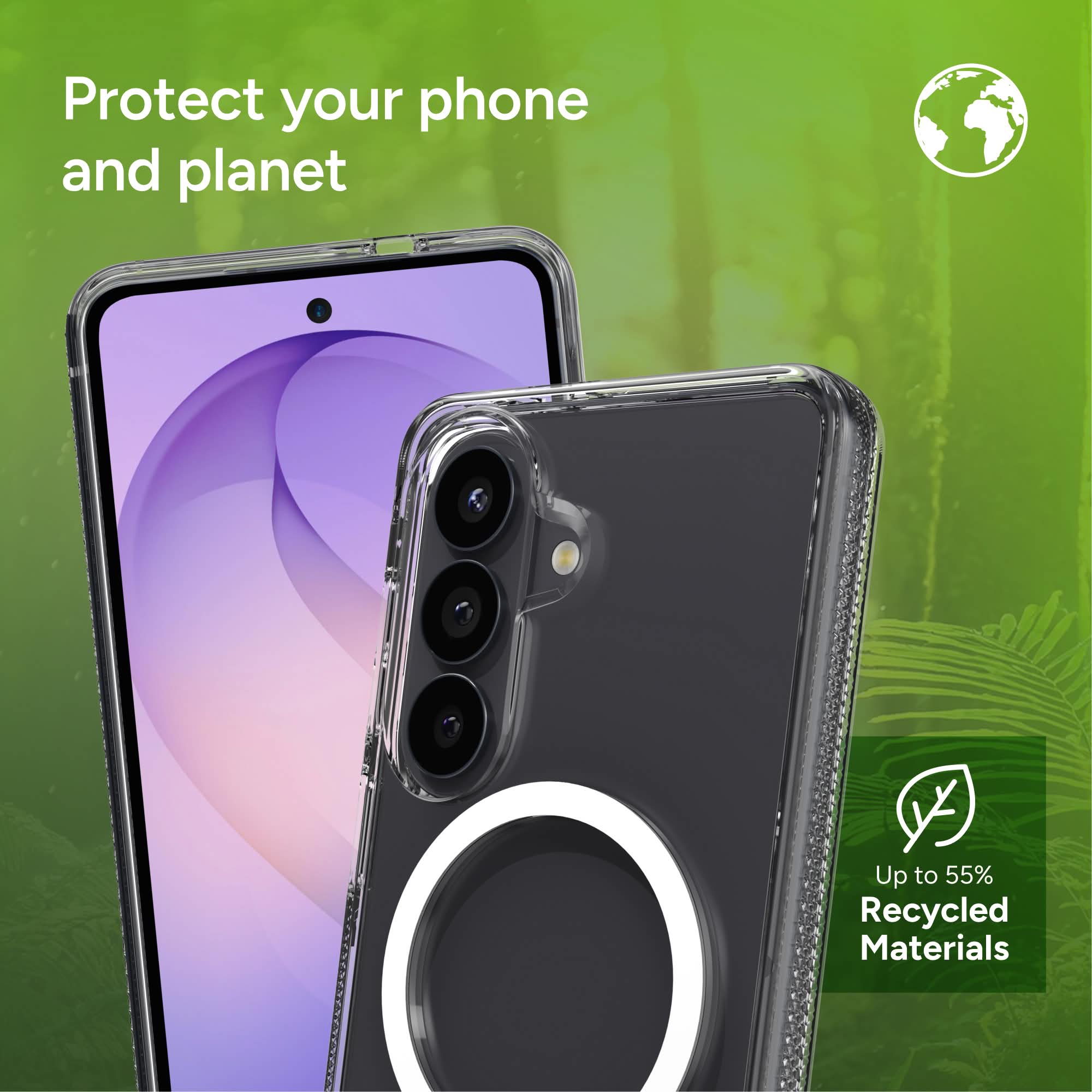 Protect your phone and planet

Up to 55% Recycled Materials
