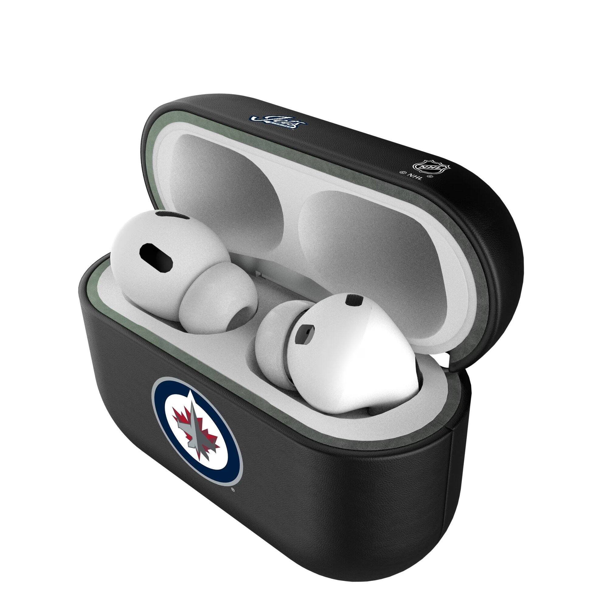 Alt View 2. Keyscaper - Winnipeg Jets Winnipeg Jets Insignia 1st Gen AirPods Pro Case Cover - Black.