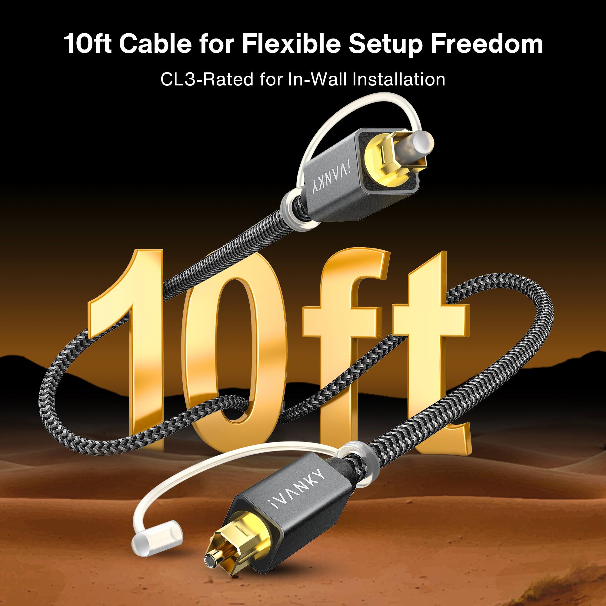 10ft Cable for Flexible Setup Freedom  
CL3-Rated for In-Wall Installation  
iVANKY