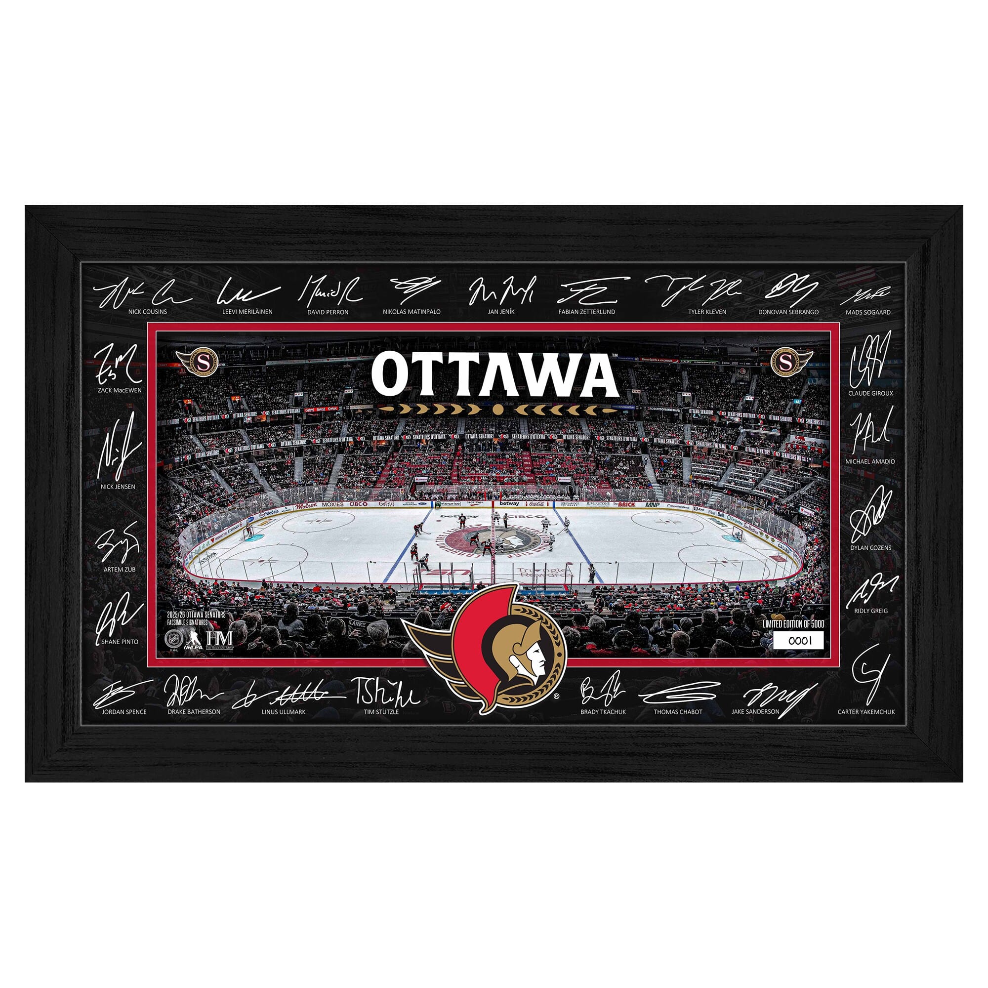 Highland Mint - Ottawa Senators Limited Edition 2025 Facsimile Signature Rink Framed Photograph - Multicolor price history on PriceWatchPro