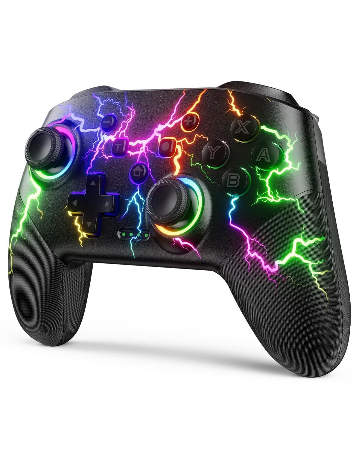 HM 1810 - Controllers Compatible With Switch/lite/oled/pc Windows 1000mah Rgb Lightning Led Wireless Pro Controller One - Black & LED Lights