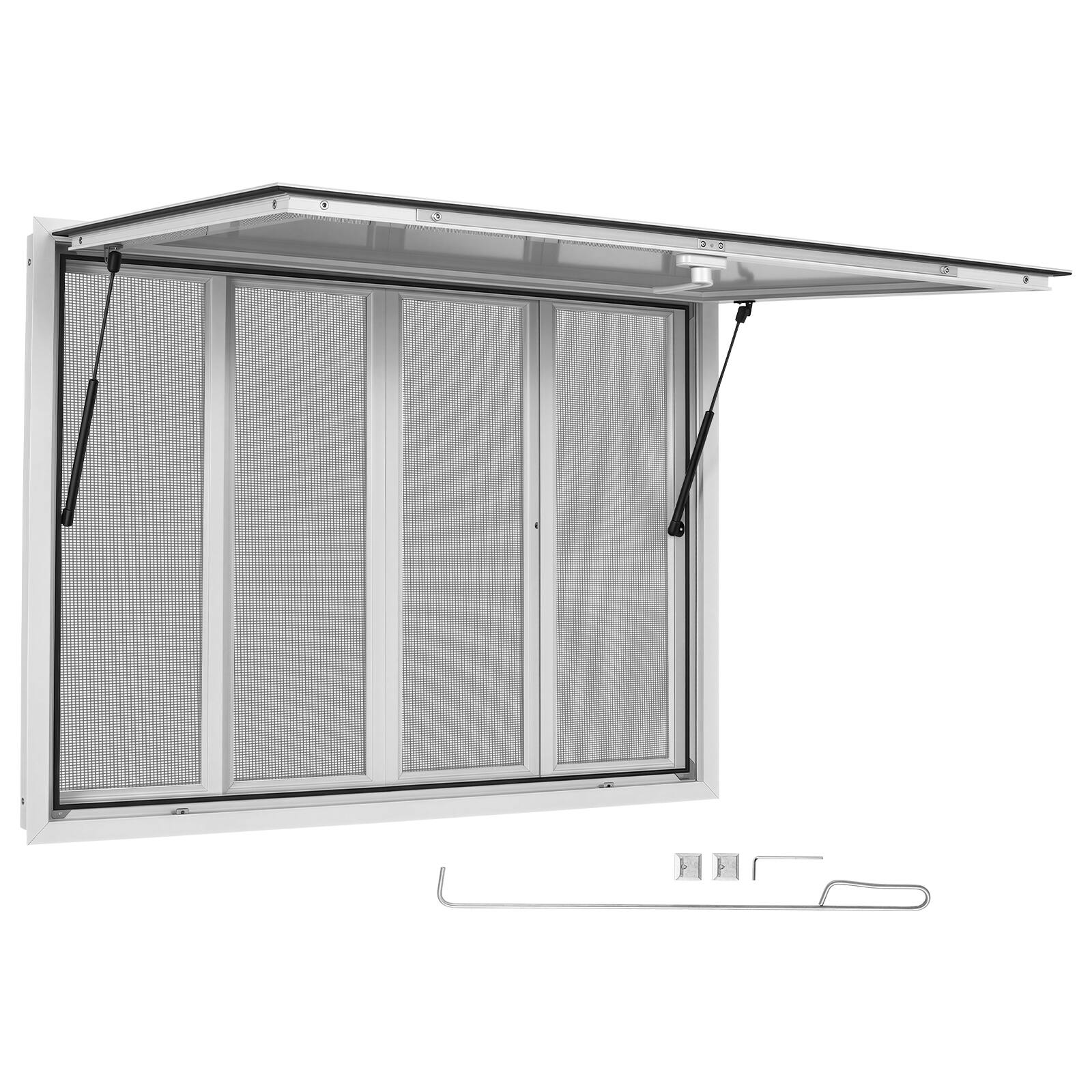 Alt View 5. VEVOR - Concession Window 48x36 in Aluminum Alloy Frame Service Window, for Food Truck, Up to 85 Degrees Stand Serving - White.