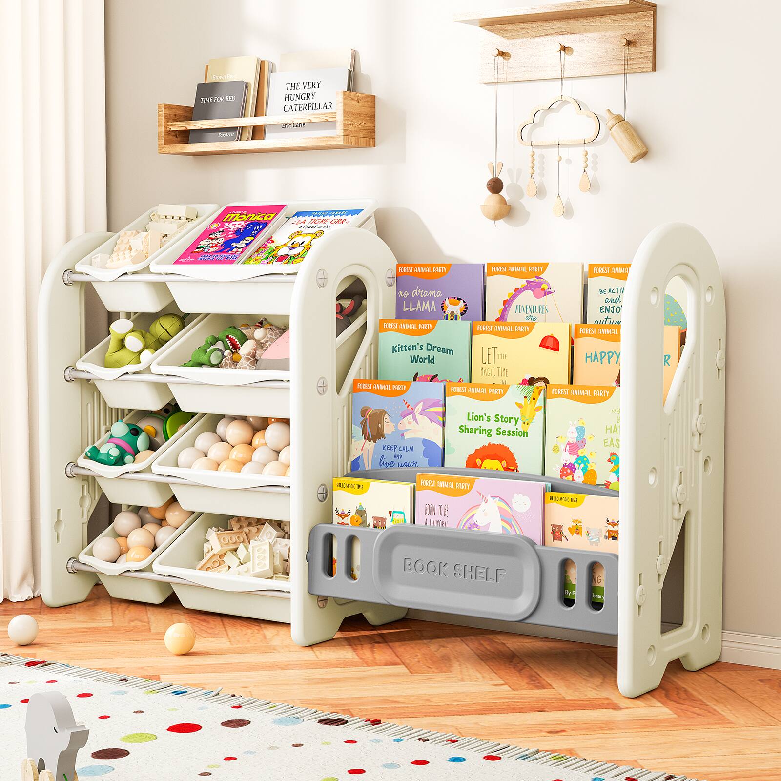 Sure, here is the corrected and grouped text from the image:

---

**Top Shelf:**
- TIME FOR BED
- THE VERY HUNGRY CATERPILLAR

**Middle Shelf:**
- KITTY'S DREAM WORLD
- LET THE PARTY BEGIN
- LION'S STORY Sharing Session
- KEEP CALM AND HAVE A LITTLE LAUGH
- BOOK SHELF

**Bottom Shelf:**
- FOREST ANIMAL PARTY
- FOREST ANIMAL PARTY
- FOREST ANIMAL PARTY
- FOREST ANIMAL PARTY
- FOREST ANIMAL PARTY
- FOREST ANIMAL PARTY
- FOREST ANIMAL PARTY
- FOREST ANIMAL PARTY
- FOREST ANIMAL PARTY
- FOREST ANIMAL PARTY
- FOREST ANIMAL PARTY
- FOREST ANIMAL PARTY
- FOREST ANIMAL PARTY
- FOREST ANIMAL PARTY
- FOREST ANIMAL PARTY
- FOREST ANIMAL PARTY
- FOREST ANIMAL PARTY
- FOREST ANIMAL PARTY
- FOREST ANIMAL PARTY
- FOREST ANIMAL PARTY
- FOREST ANIMAL PARTY
- FOREST ANIMAL PARTY
- FOREST ANIMAL PARTY
- FOREST ANIMAL PARTY
- FOREST ANIMAL PARTY
- FOREST ANIMAL PARTY
- FOREST ANIMAL PARTY
- FOREST ANIMAL PARTY
- FOREST ANIMAL PARTY
- FOREST ANIMAL PARTY
- FOREST ANIMAL PARTY
- FOREST ANIMAL PARTY
- FOREST ANIMAL PARTY
- FOREST ANIMAL PARTY
- FOREST ANIMAL PARTY
- FOREST ANIMAL PARTY
- FOREST ANIMAL PARTY
- FOREST ANIMAL PARTY
- FOREST ANIMAL PARTY
- FOREST ANIMAL PARTY
- FOREST ANIMAL PARTY
- FOREST ANIMAL PARTY
- FOREST ANIMAL PARTY
- FOREST ANIMAL PARTY
- FOREST ANIMAL PARTY
- FOREST ANIMAL PARTY
- FOREST ANIMAL PARTY
- FOREST ANIMAL PARTY
- FOREST ANIMAL PARTY
- FOREST ANIMAL PARTY
- FOREST ANIMAL PARTY
- FOREST ANIMAL PARTY
- FOREST ANIMAL PARTY
- FOREST ANIMAL PARTY
- FOREST ANIMAL PARTY
- FOREST ANIMAL PARTY
- FOREST ANIMAL PARTY
- FOREST ANIMAL PARTY
- FOREST ANIMAL PARTY
- FOREST ANIMAL PARTY
- FOREST ANIMAL