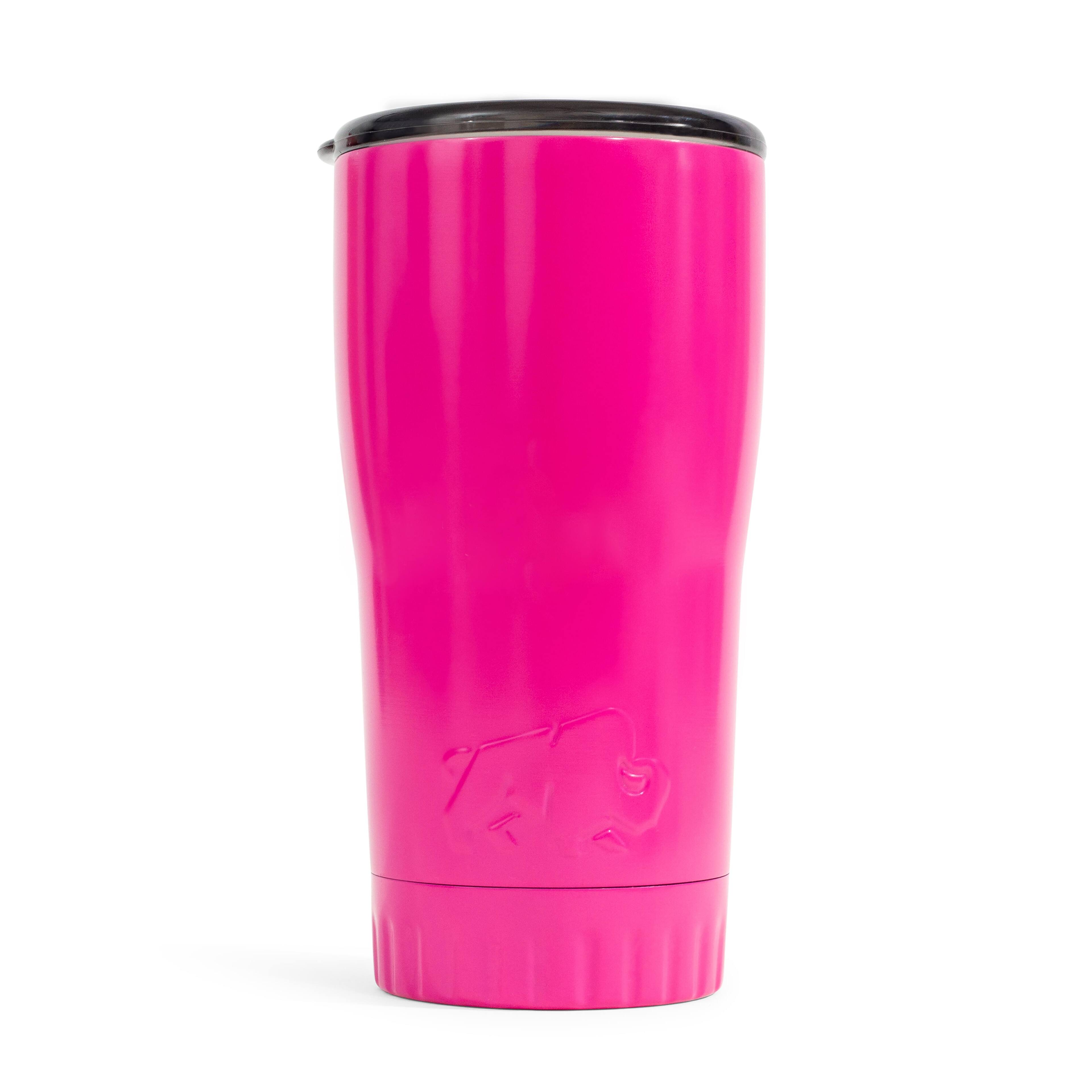 Front. Silver Buffalo - Metallic Hot Pink Stainless Steel Tumbler With Open-Sip Lid | Holds 20 Ounces - Pink.