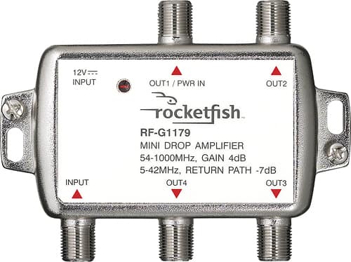 Rocketfish™ - 4 Output Coaxial Amplifier - Silver - Front_Zoom