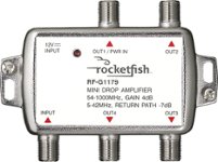 Rocketfish™ - 4 Output Coaxial Amplifier - Silver - Front_Zoom