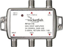 Rocketfish™ - 4 Output Coaxial Amplifier - Silver - Front_Zoom