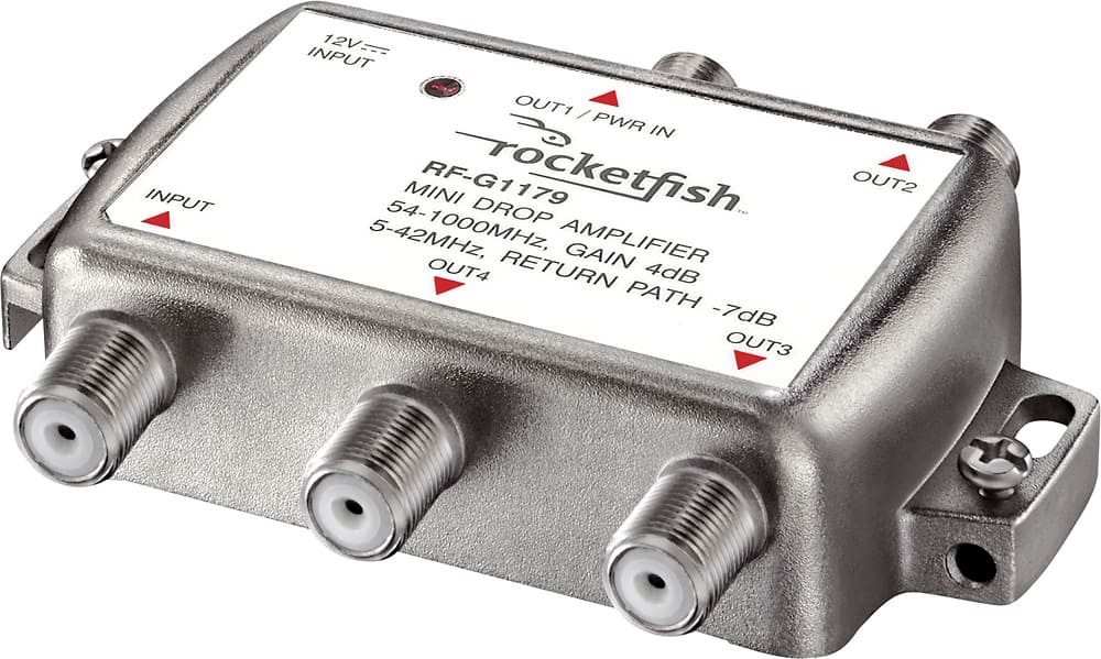 Alt View 11. Rocketfish™ - 4 Output Coaxial Amplifier - Silver.