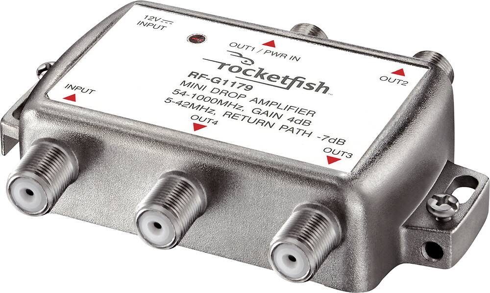 Alt View 11. Rocketfish™ - 4 Output Coaxial Amplifier - Silver.