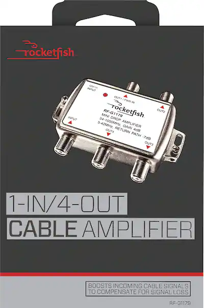 Rocketfish 4-way Bi-directional Cable Amplifier, Silver Rocketfish 4-way Bi-directional Cable Amplifier, Silver