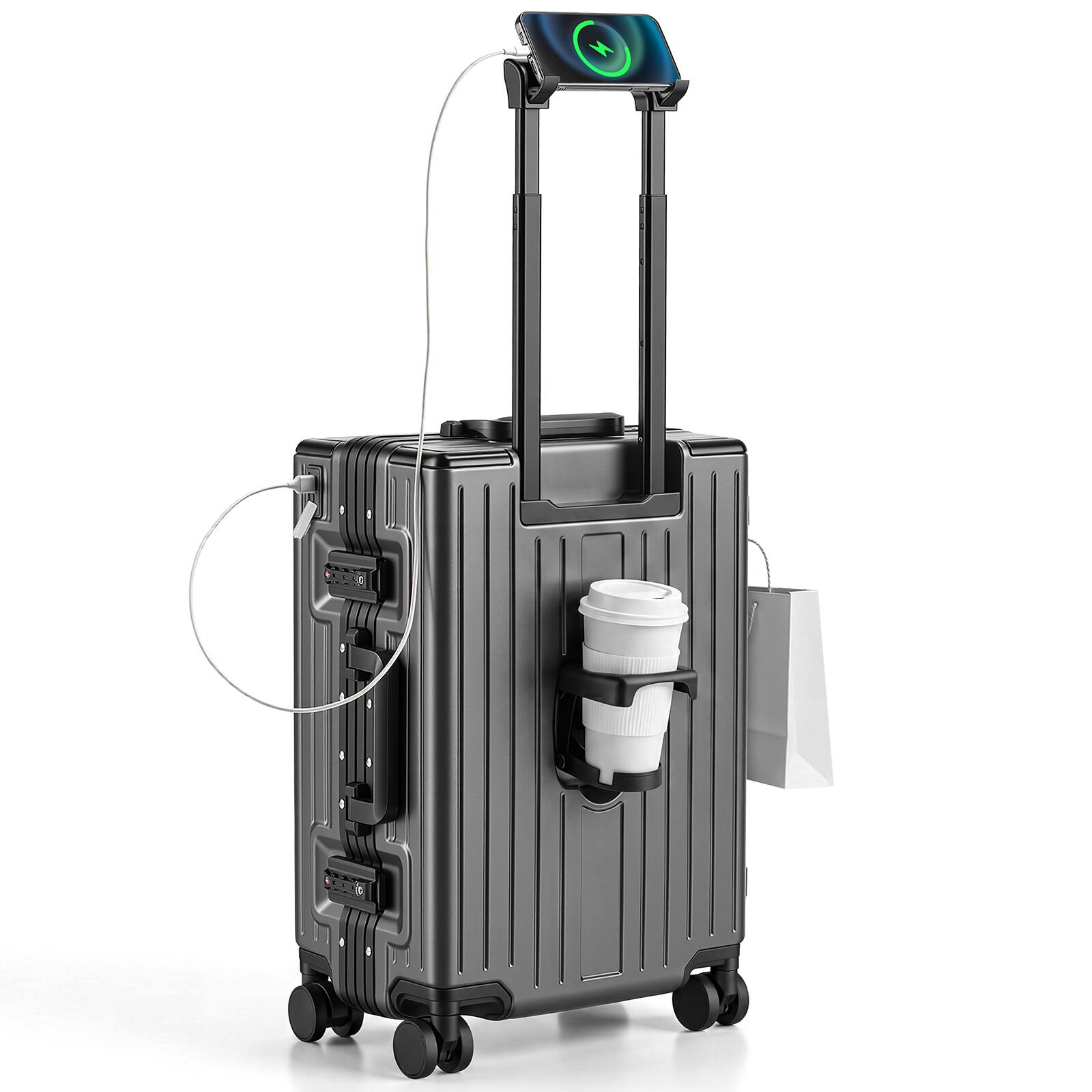 Alt View 2. Sugift - 20 Inch Carry-On Luggage with Aluminum Frame Hardshell 38L Capacity and TSA Lock Spinner Wheels - Black.