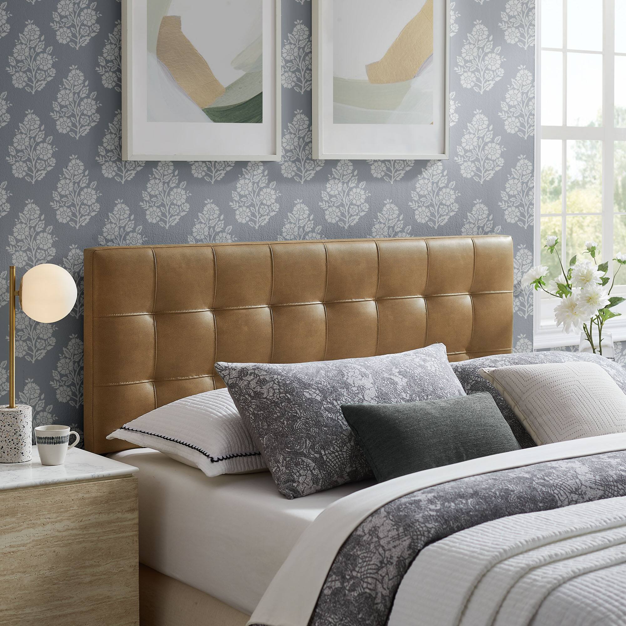 Lily Upholstered Vinyl Headboard by Modway - Toast