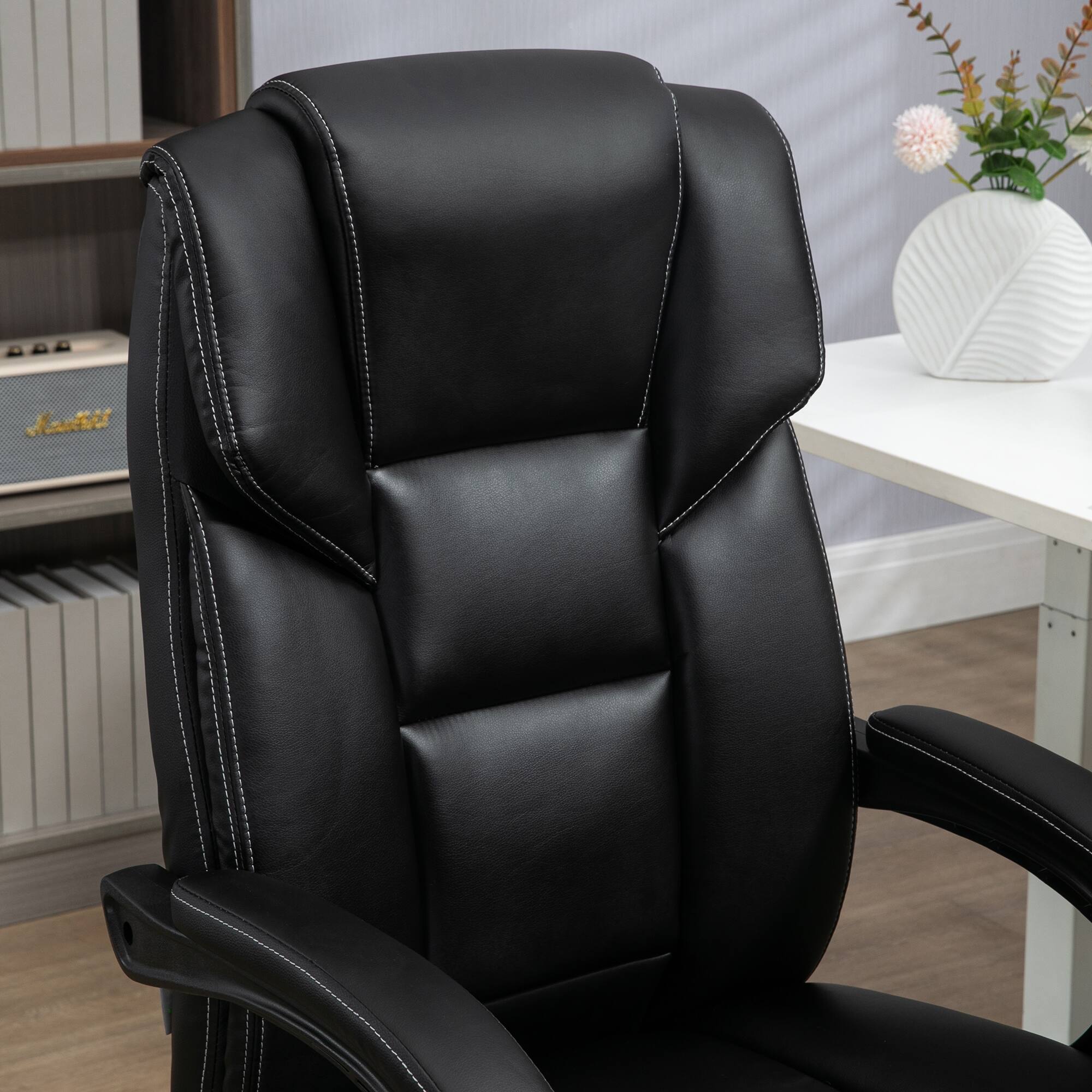 Alt View 8. Vinsetto - ​​Massage Office Chair with 6 Vibration Points, Heated Leather Reclining Computer Chair with Footrest​​ - Black.
