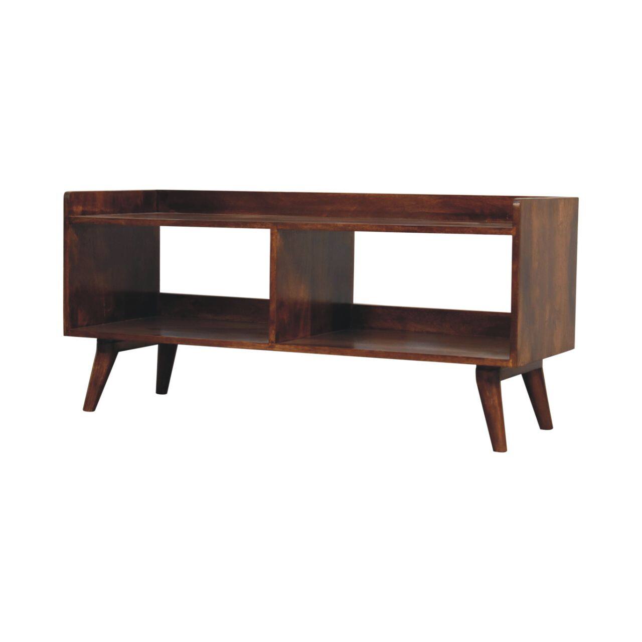 Back. Artisan Furniture - Artisan Furniture Solid Wood Open-top Chestnut Media Unit, 2 Open Slots, Dark Brown - Brown.