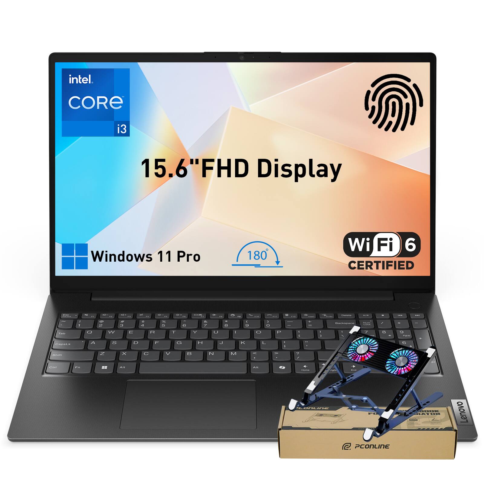 intel CORE i3  
15.6" FHD Display  
Windows 11 Pro  
180  
Wi-Fi 6 CERTIFIED  
Lenovo
