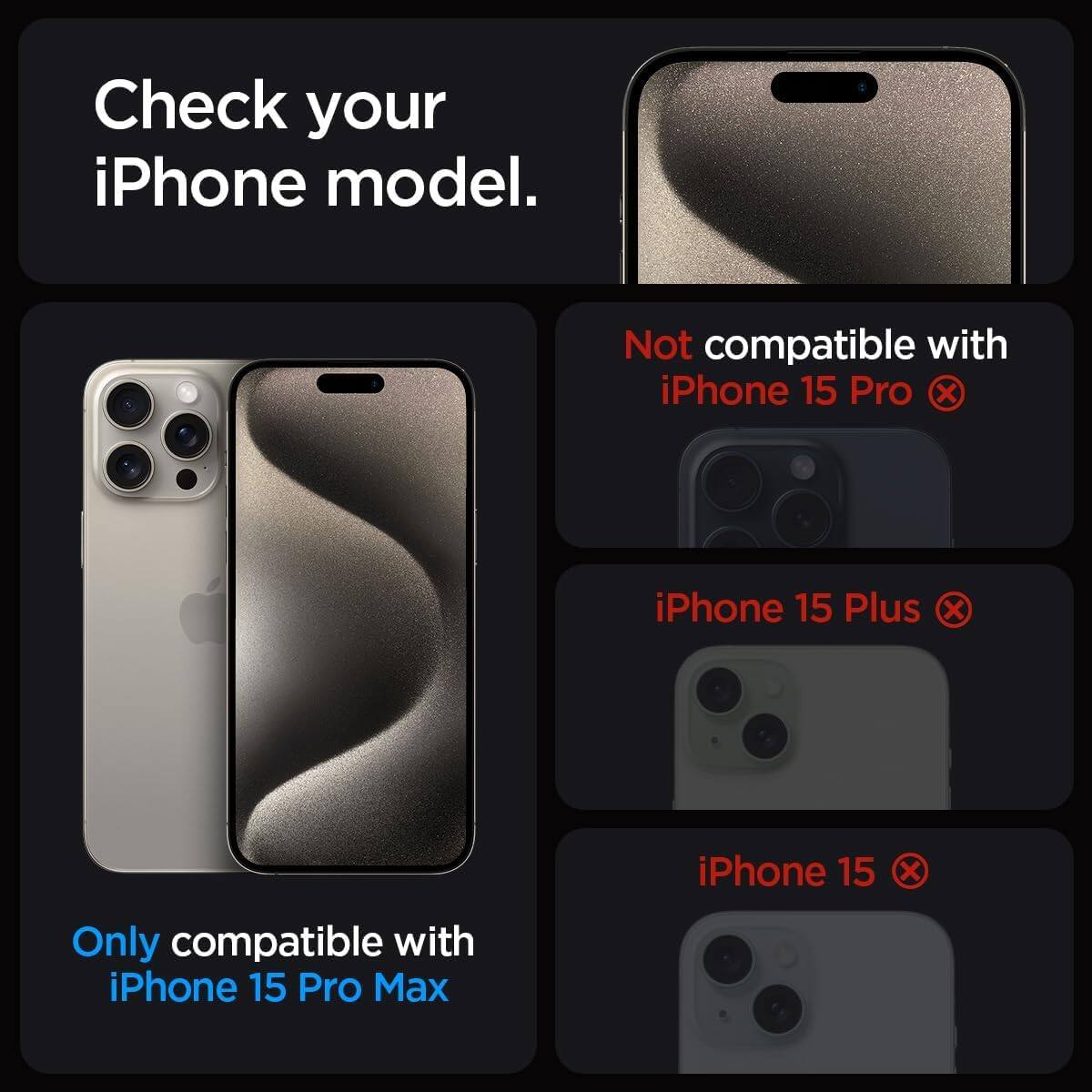 Check your iPhone model.

Not compatible with:
- iPhone 15 Pro
- iPhone 15 Plus
- iPhone 15

Only compatible with iPhone 15 Pro Max