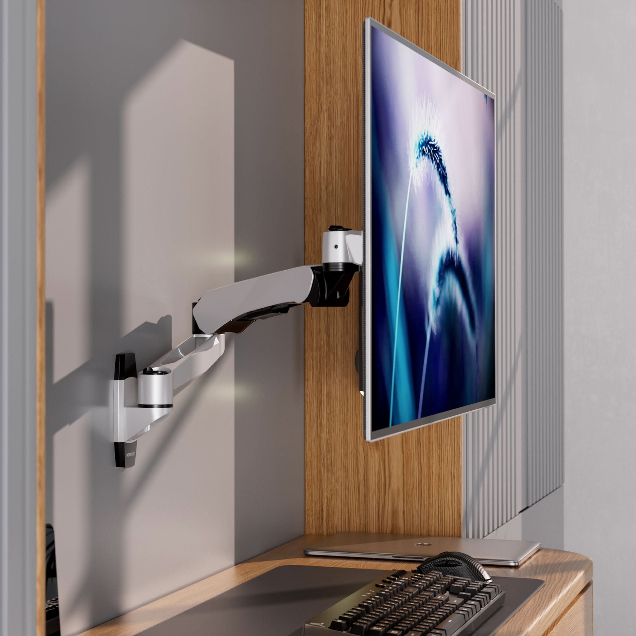 Mount-It! - CLiX Series Fully Adjustable Monitor Wall Mount with Gas Spring Arm, 13"-32" - Silver - Thumbnail 3