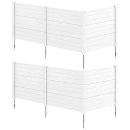 Costway - 2 PCS Air Conditioner Fence 3 Panels with Metal Ground Stakes, No Dig Trash Can - White