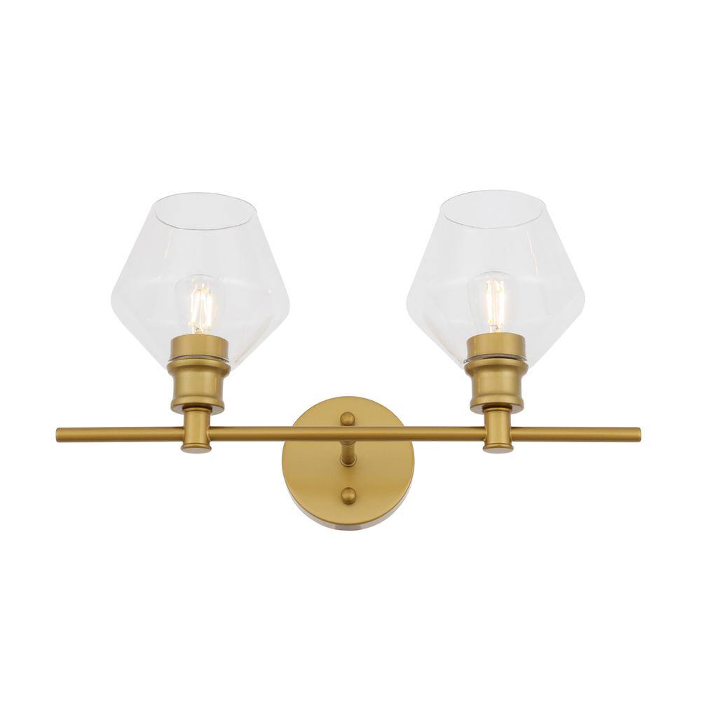Alt View 8. Living District - Gene 2 light Brass and Clear glass Wall sconce - Brass And Clear Glass.