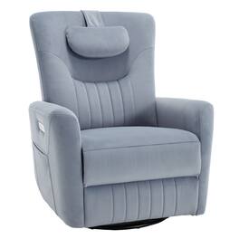 Boyel Living - Swivel and Rocker Power Recliner Chair Heavy Duty Motion Mechanism with USB and Type-C Ports - Blue